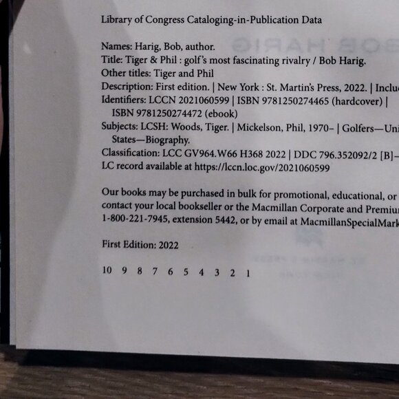 1st Print Bob Harig TIGER & PHIL 1st Edition Hardcover Book - Picture 5 of 5